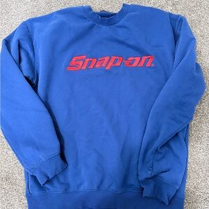 Snap Blue Sweatshirt with Red Logo